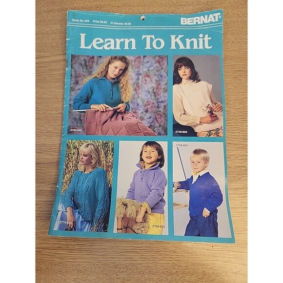 Learn To Knit By Bernat Vintage Book No 653 Booklet - Picture 1 of 5
